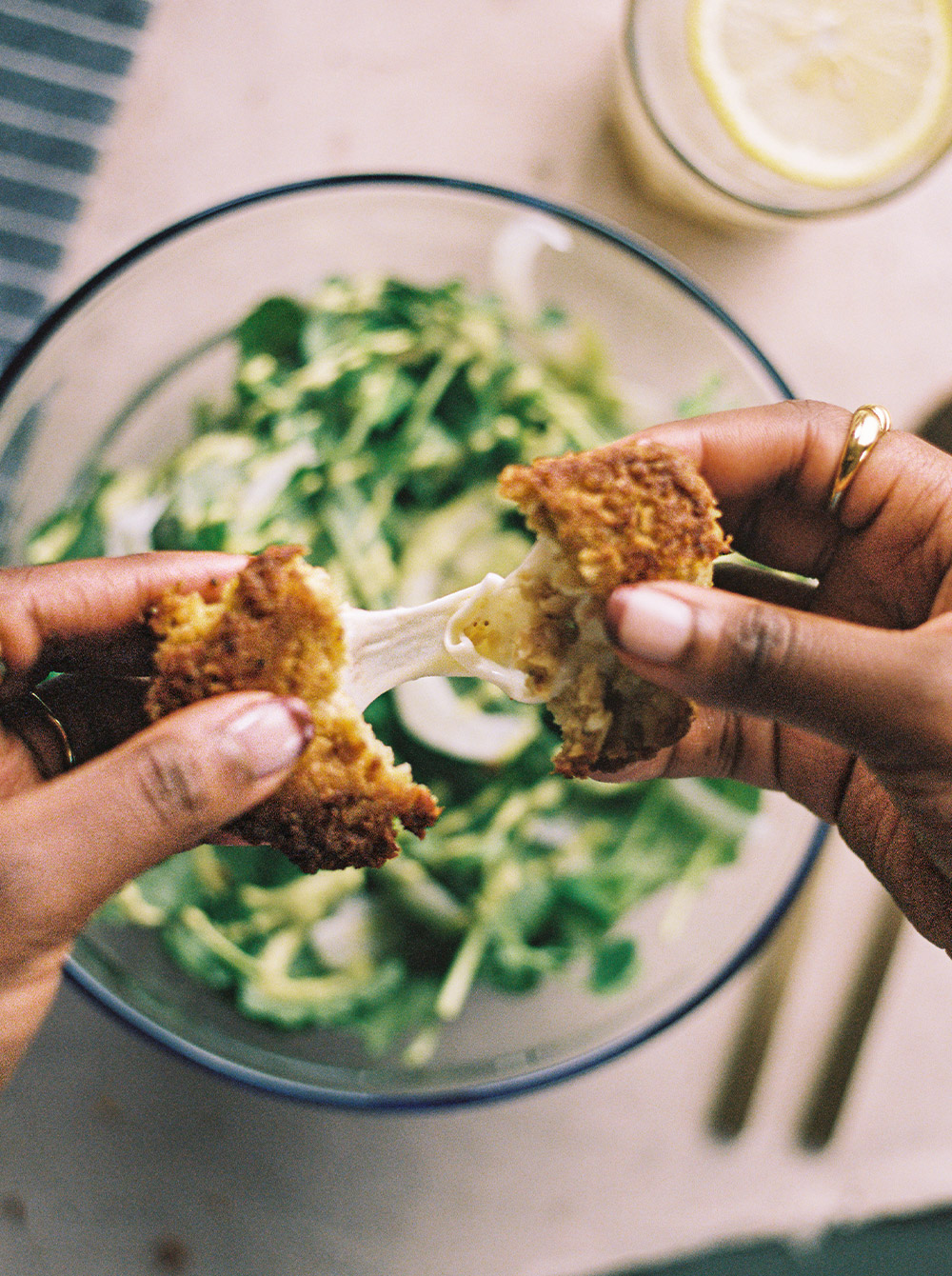 chopped-salad-with-cheesy-chickpea-fritters