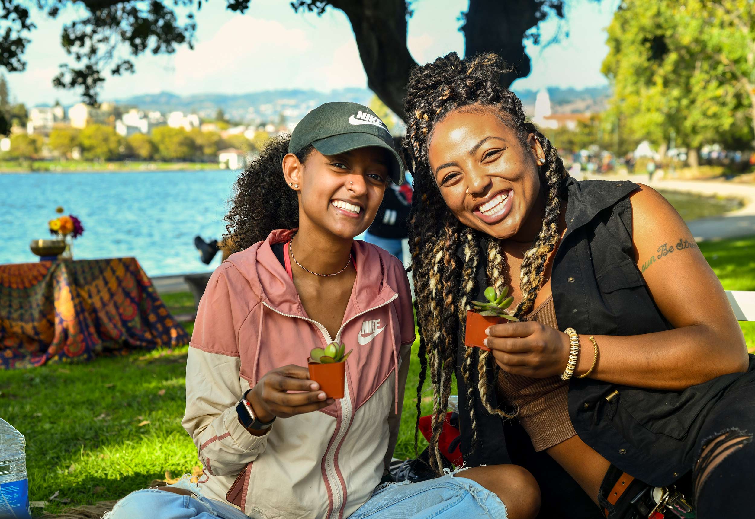 friends-smiling-by-lake