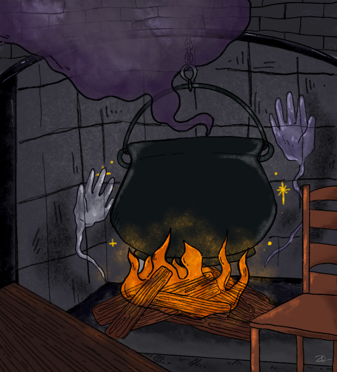 black-pot-over-fire-illustration