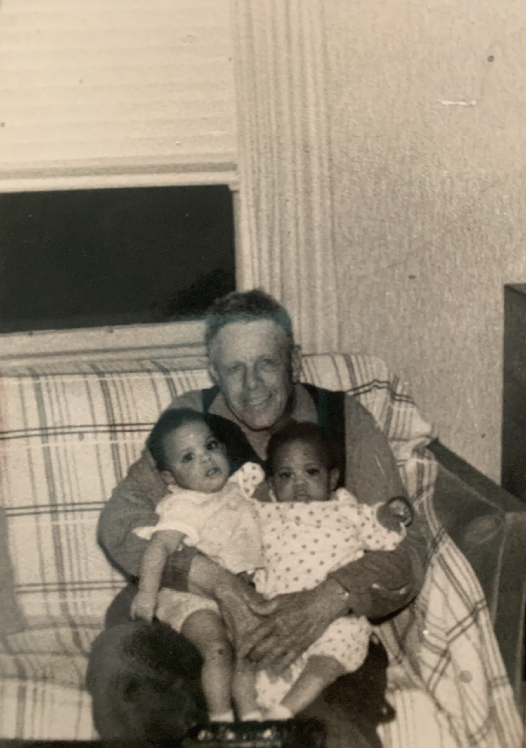 Carter Jones (Elaine's grandfather) holding his great granddaughters Lisa and Paula.