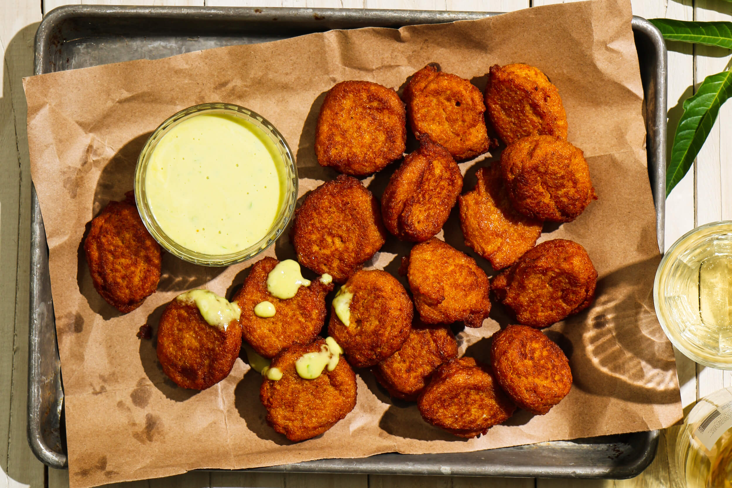 Sweet Potato Fonio Fritters with Sweet and Spicy Aioli - Earth in Color